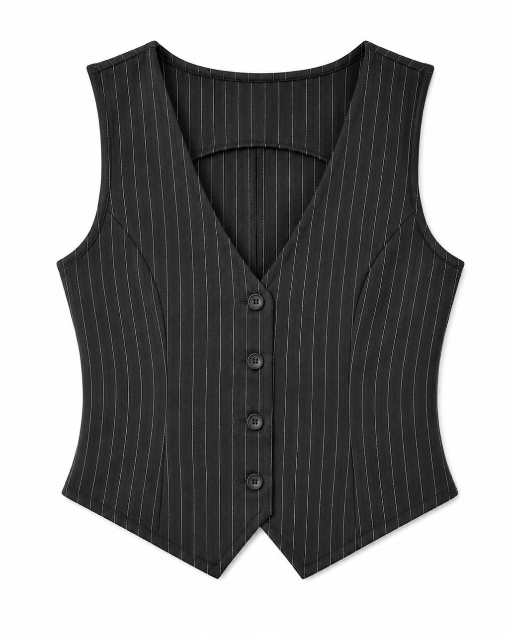 CHALECO DAMA RAYAS NEGRO S