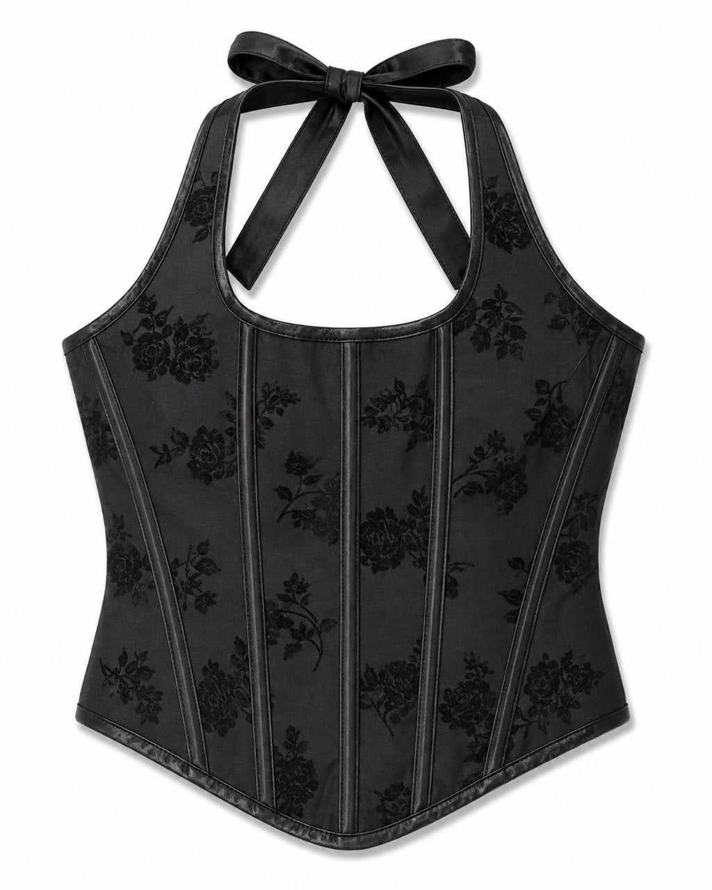 CORSET FLORES DAMA NEGRO  XS