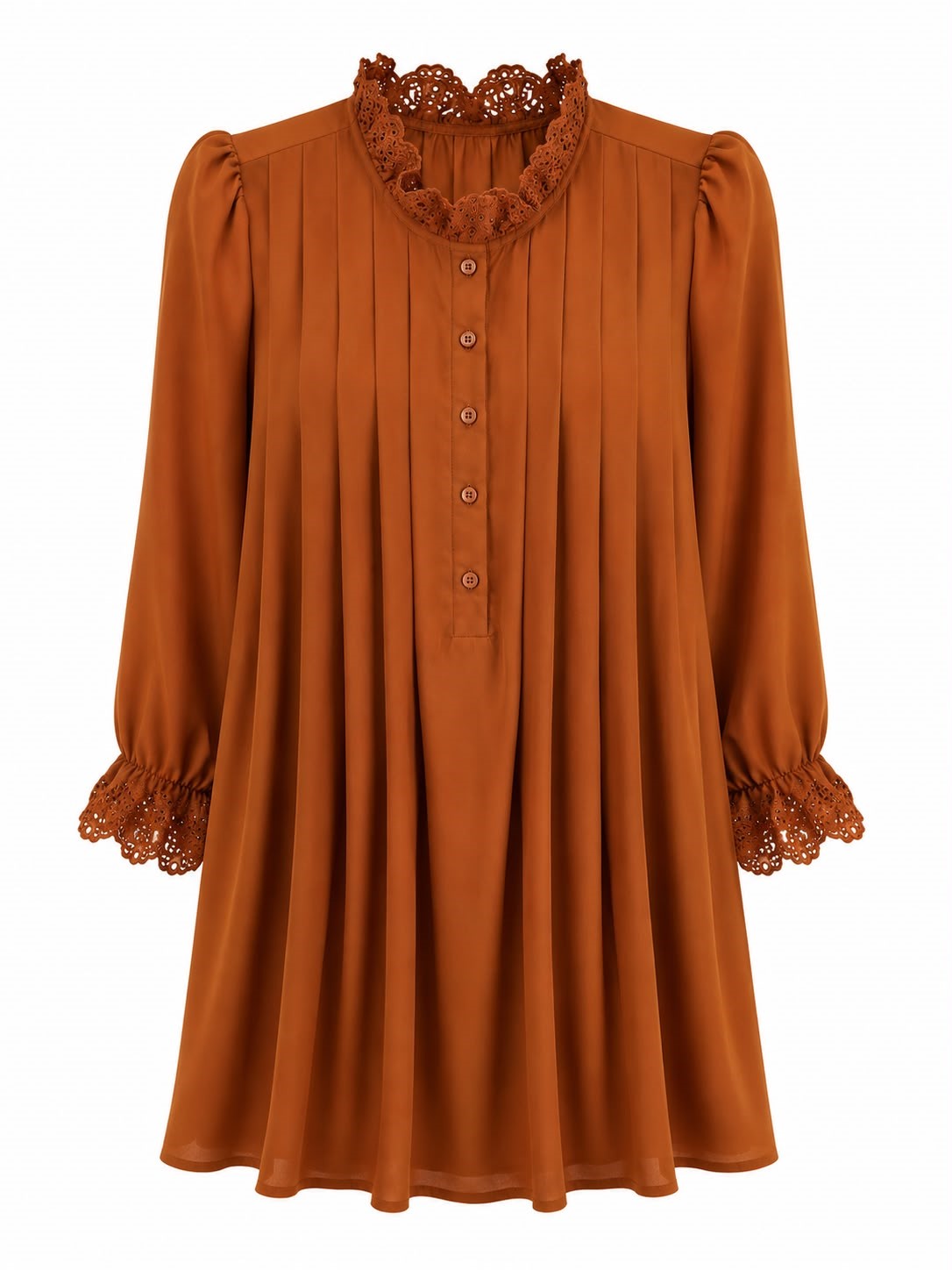 VESTIDO DAMA BORDADO CAFE XL