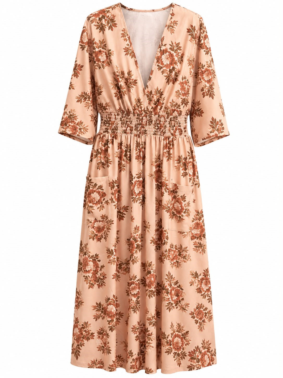 VESTIDO DAMA BEIGE FLORES M