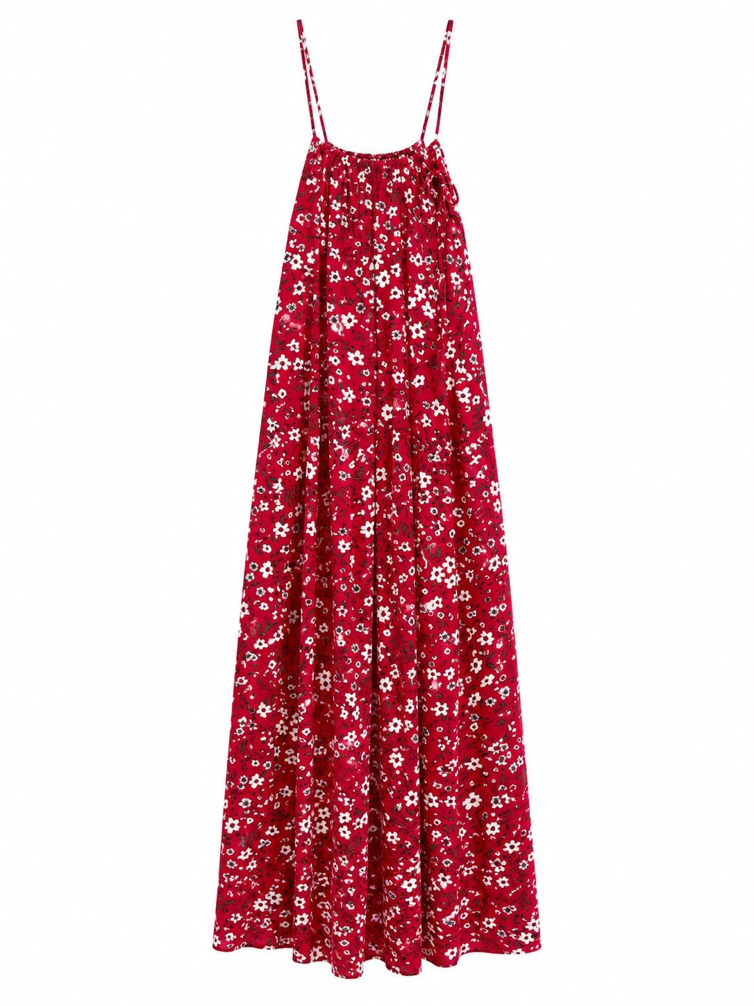 VESTIDO DAMA FLORES ROJO S