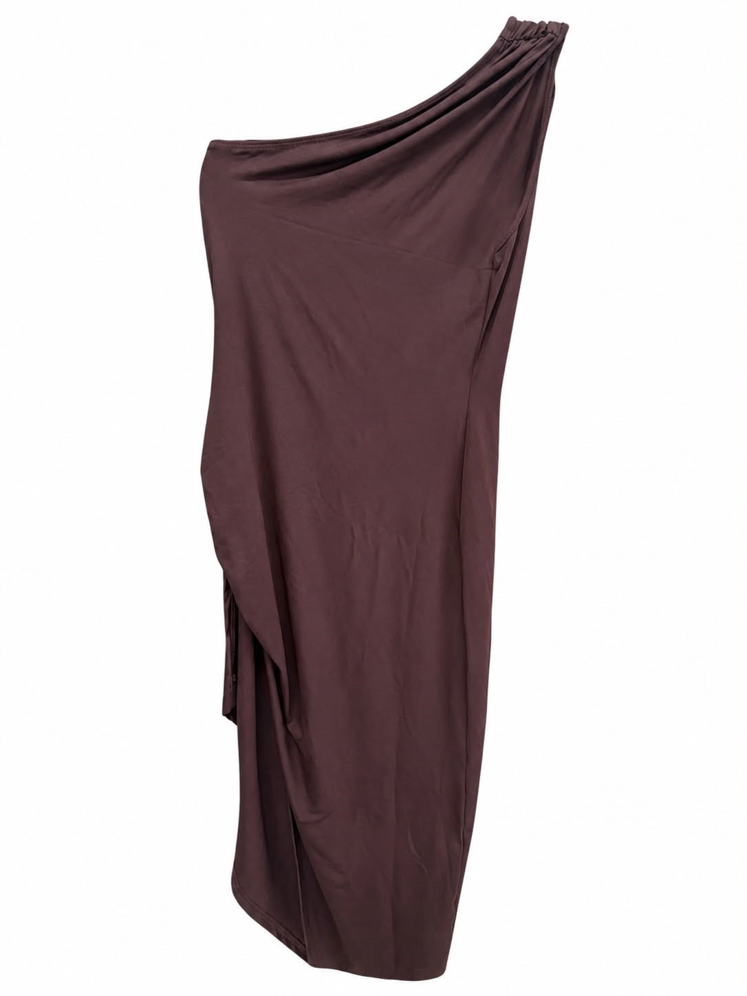 VESTIDO DAMA ASIMETRICO CAFE S