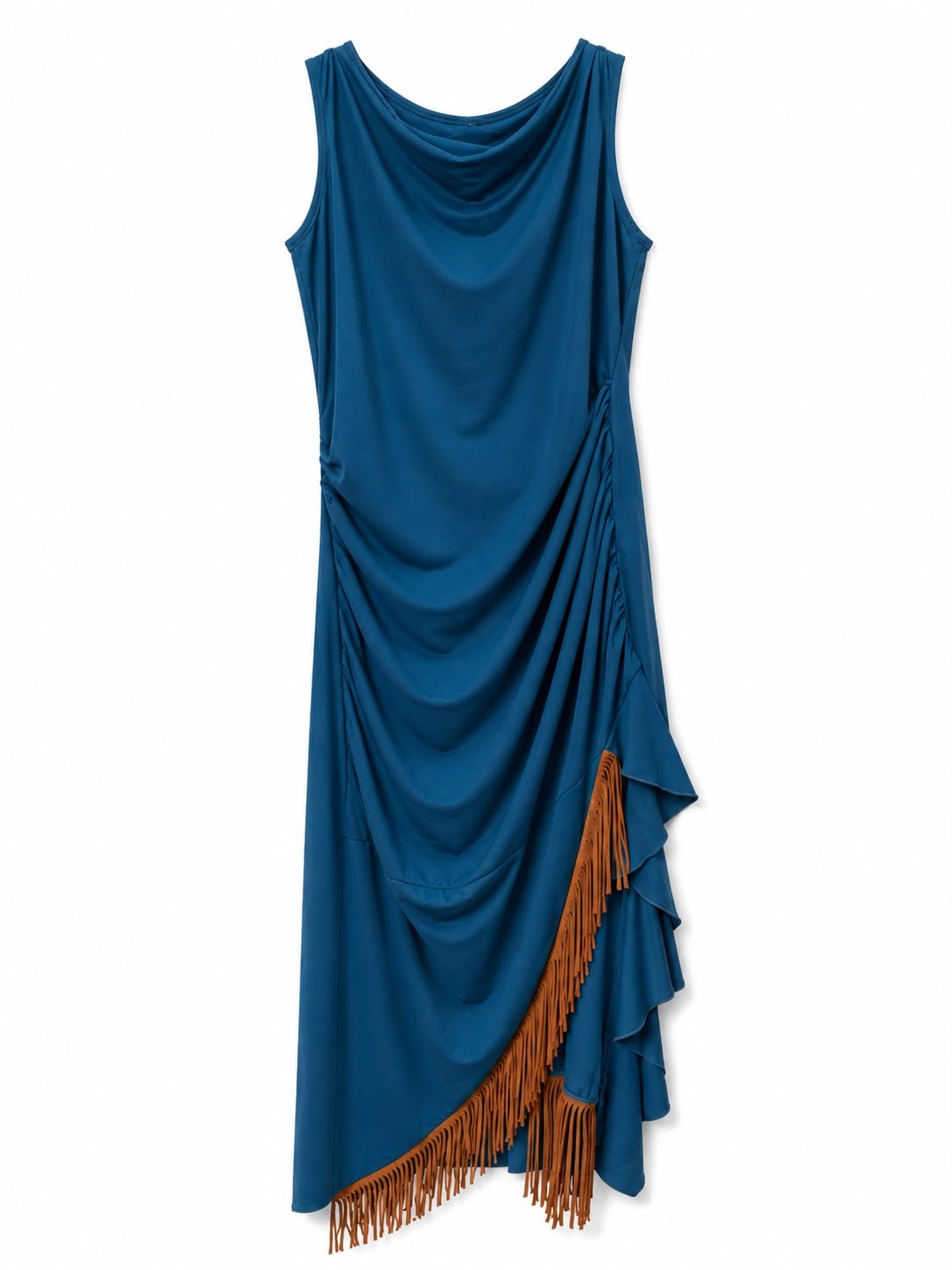 VESTIDO LARGO DE BARBAS DAMA AZUL M