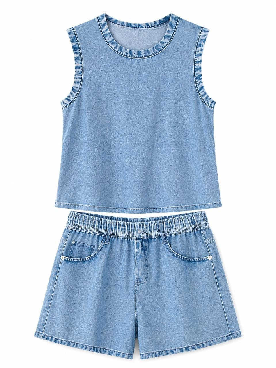 CONJUNTO DAMA IMITACION MESCLILLA AZUL S