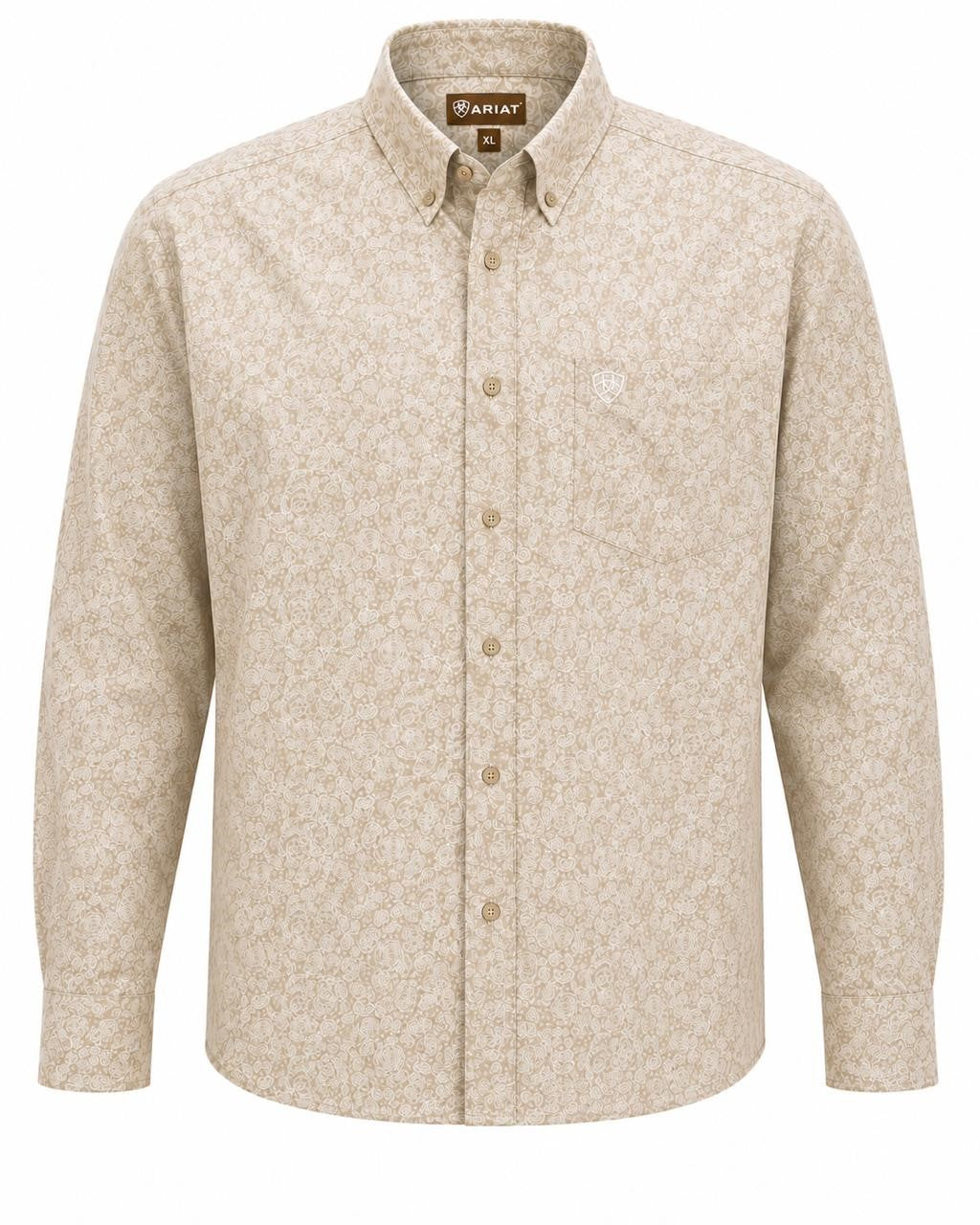 CAMISA CABALLERO ARIAT BEIGE CON DISEÑO XL