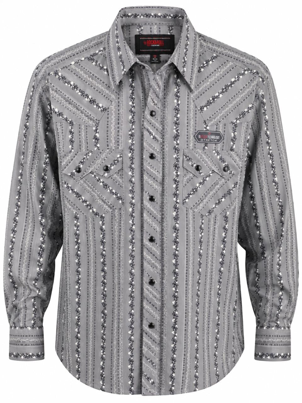 CAMISA CABALLERO ROCK Y ROLL GRIS FLORAL M