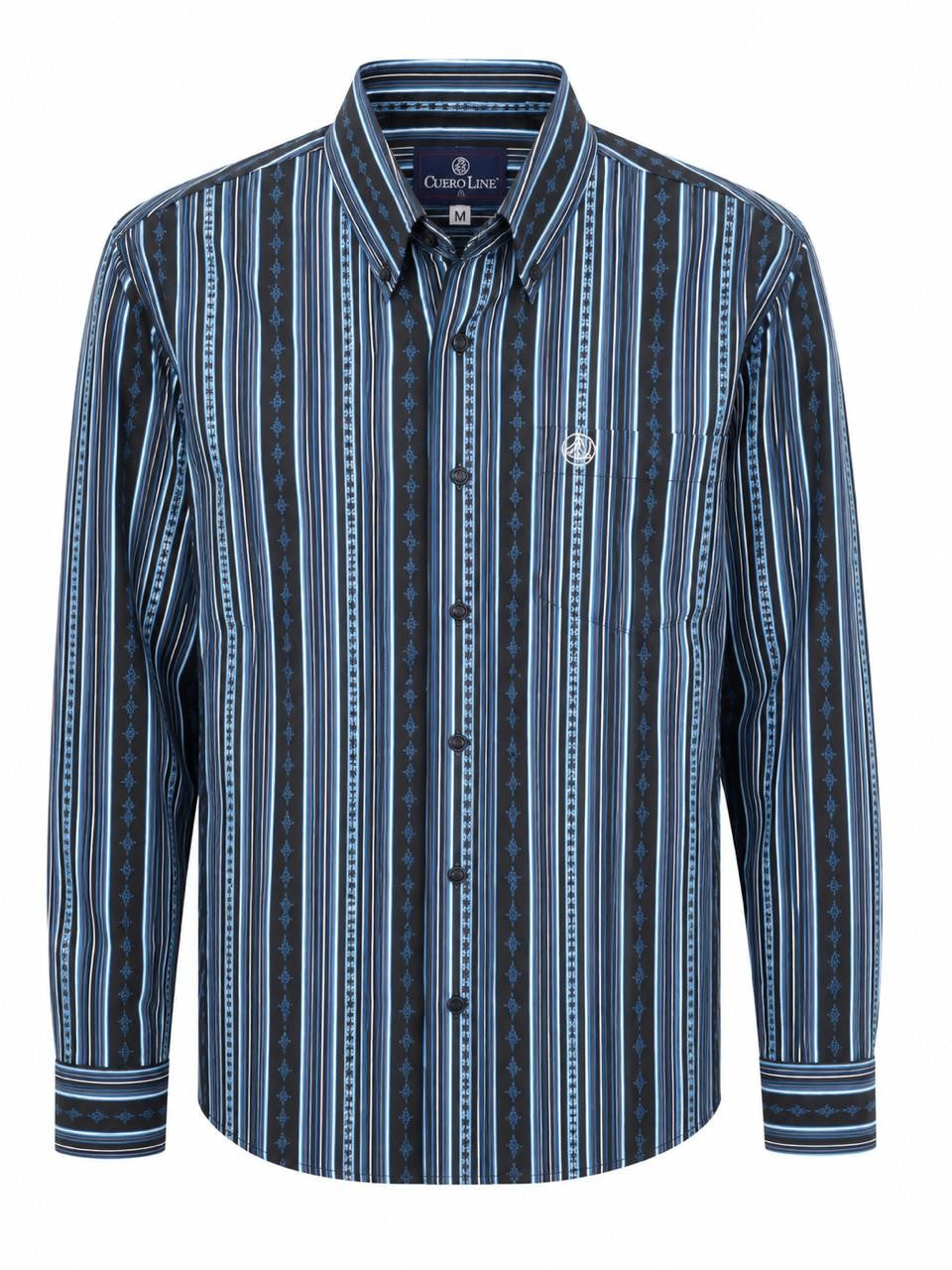 CAMISA CABALLERO RAYAS AZUL M