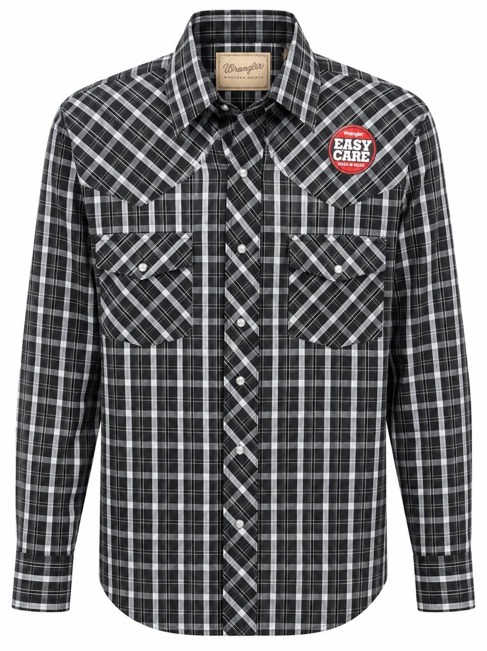 CAMISA CABALLERO WRANGLER CUADROS NEGRO  2XL