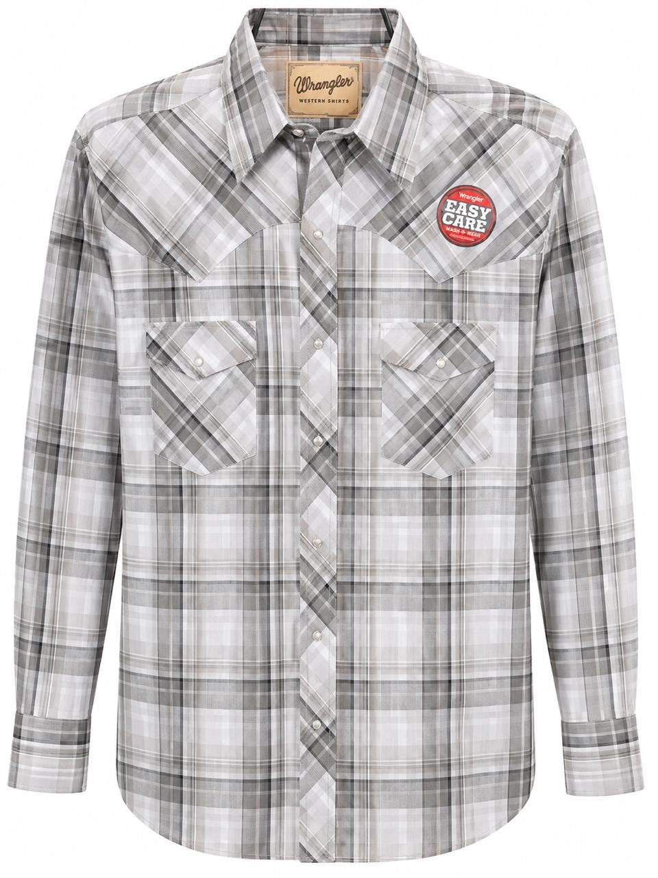 CAMISA CABALLERO WRANGLER CUADROS GRIS  L